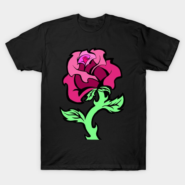 Rose (Black Outline) T-Shirt by Hoshi3Kara